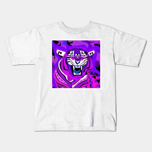 beast bengal tiger in mandala madness wallpaper Kids T-Shirt by jorge_lebeau